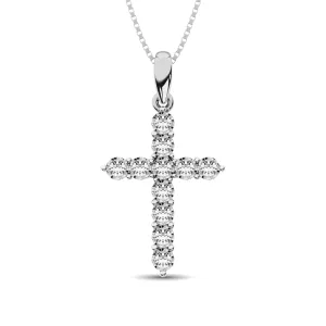 10K White Gold 1/3 Ct.Tw.Diamond Cross Pendant