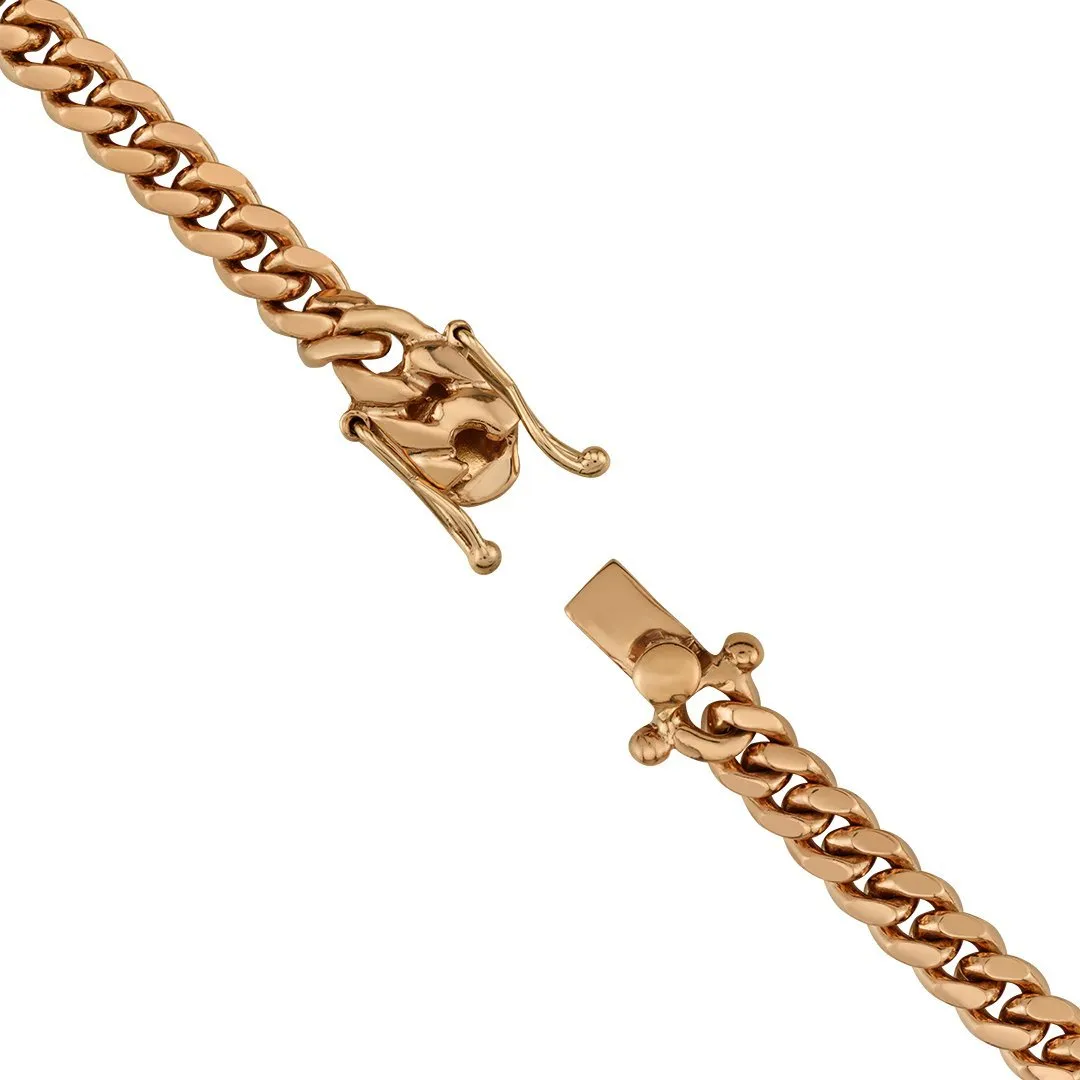 14k Rose Gold Solid Cuban Link Chain 10.5 mm