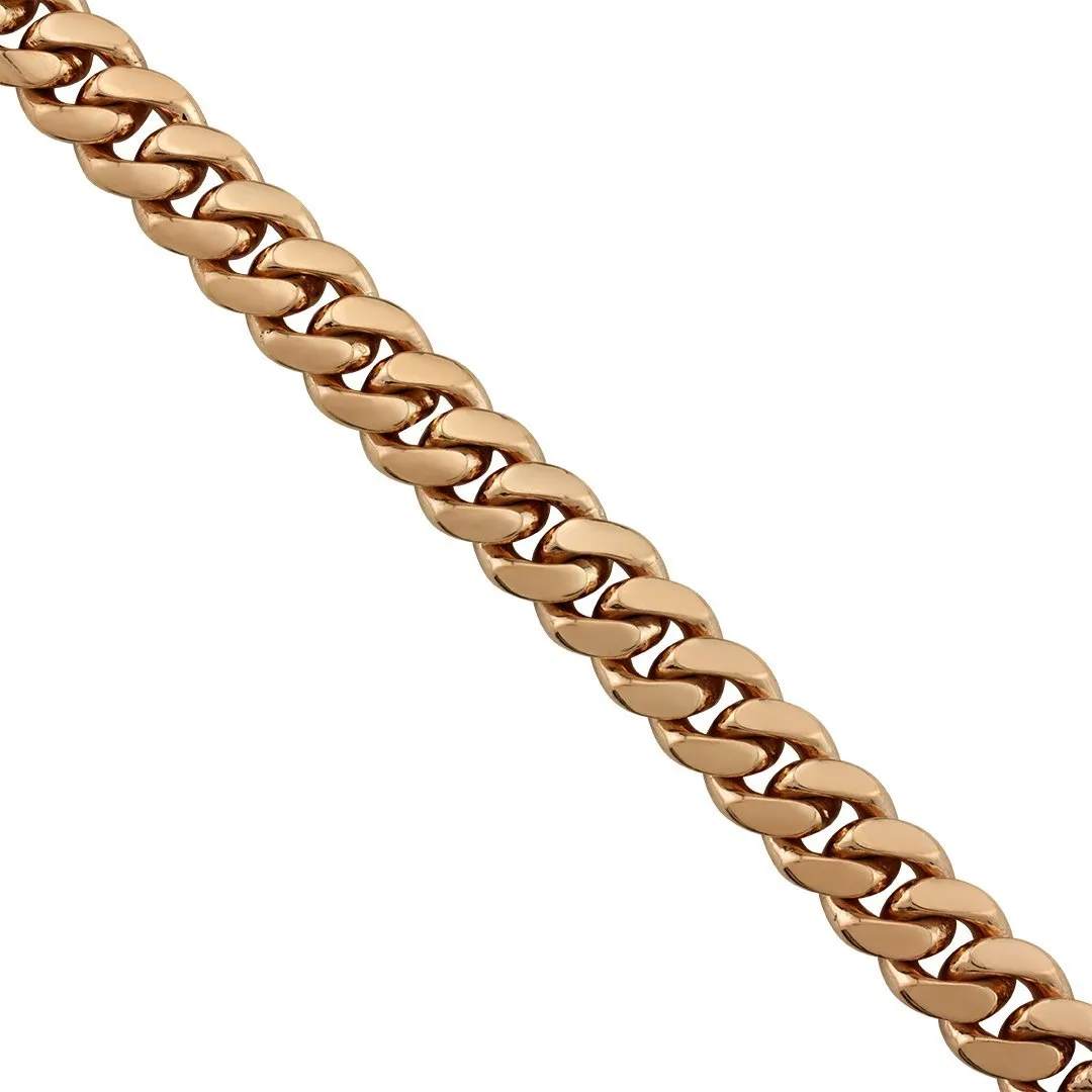 14k Rose Gold Solid Cuban Link Chain 10.5 mm