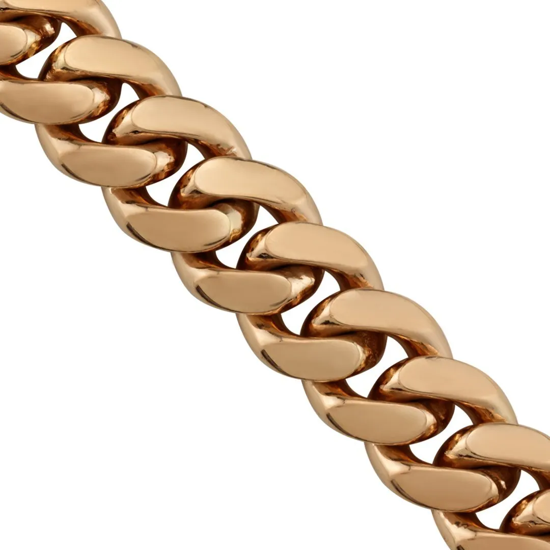 14k Rose Gold Solid Cuban Link Chain 10.5 mm