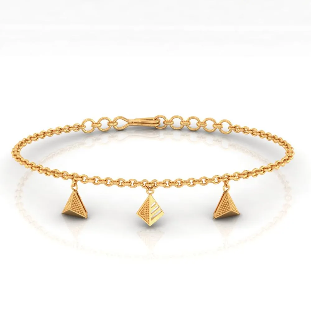 18k Exquisite Gold Bracelet With Beautiful Triangular Designs