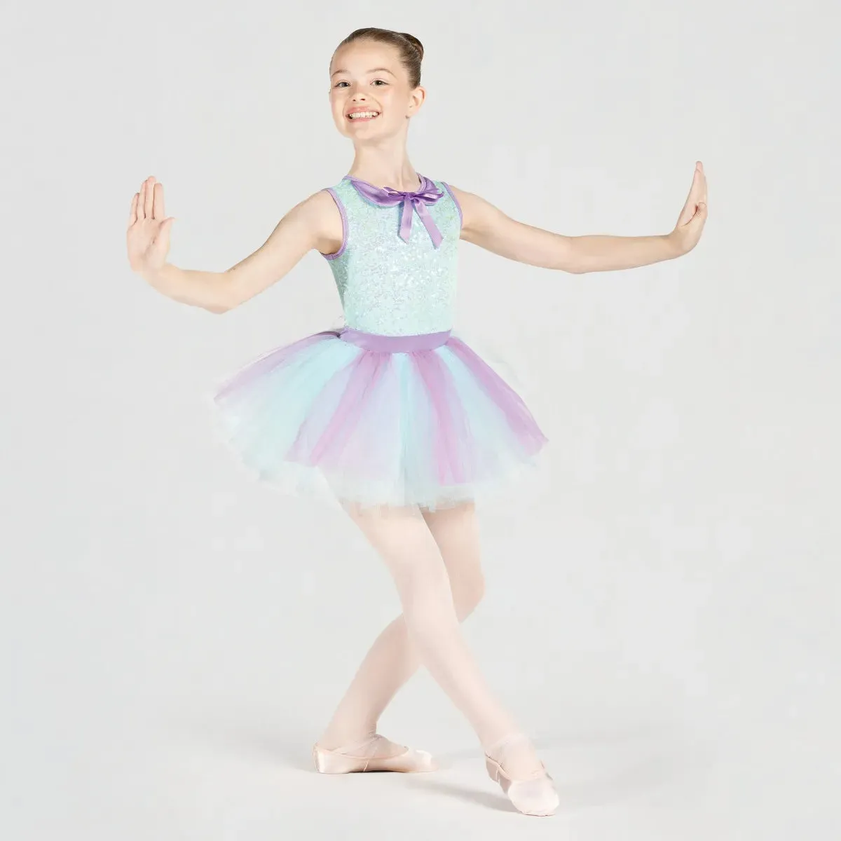 1st Position Sequin Bodice with Collar and Multicoloured Tutu