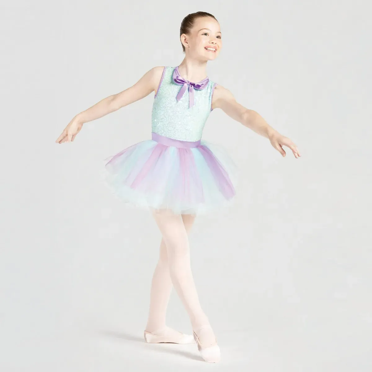 1st Position Sequin Bodice with Collar and Multicoloured Tutu