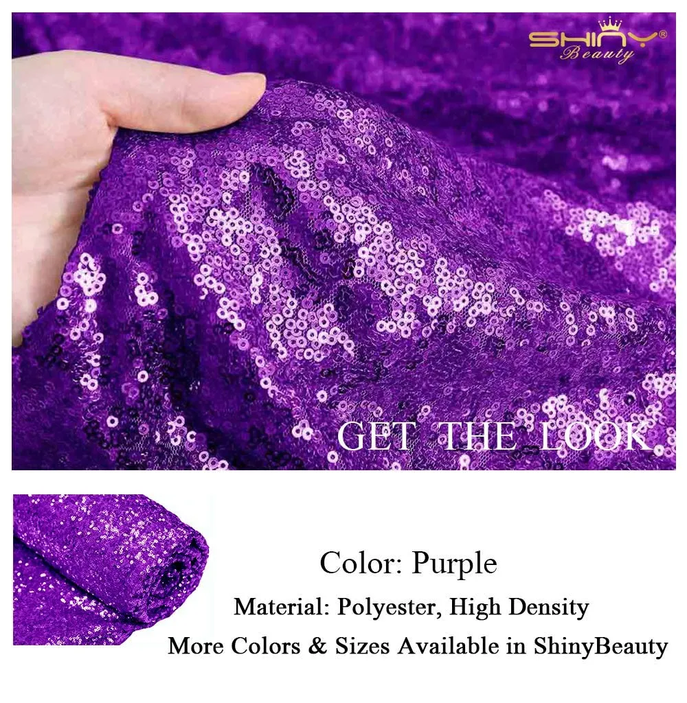 3 Feet 1 Yards Sequin Fabric, By the Yard, Sequin Fabric, Tablecloth, Linen, Sequin Tablecloth, Table Runner Photo Booth Backdrop,READY TO SHIP!! (Purple)