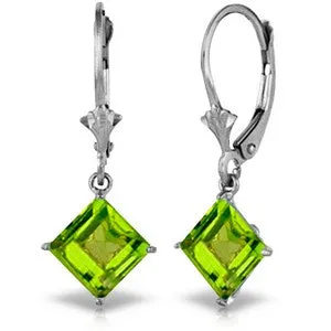 3.2 Carat 14K Solid White Gold Spring Abounds Peridot Earrings