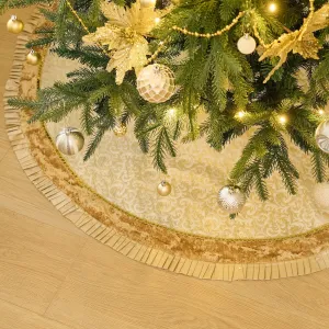 48" Christmas Tree Skirt, Luxury Gold Large Christmas Tree Skirt with Gold Sequin Trim