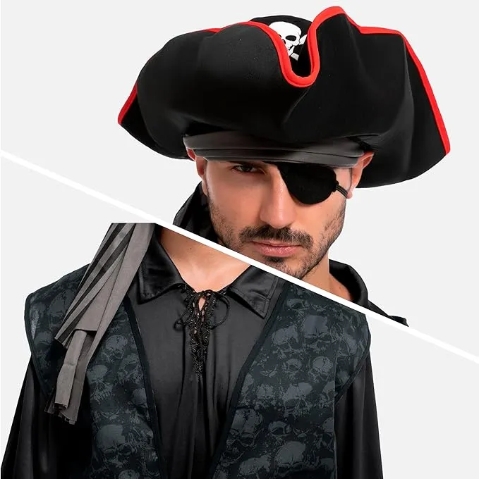 Adult Men Dark Pirate Costume for Halloween, Black