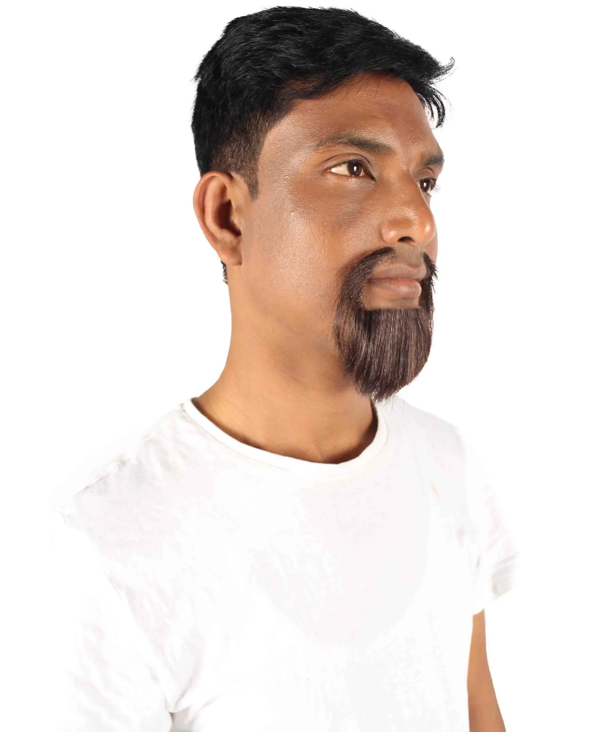 Adult Men's Short Dark Brown Circle Goatee False Beard, High Quality Synthetic Fiber