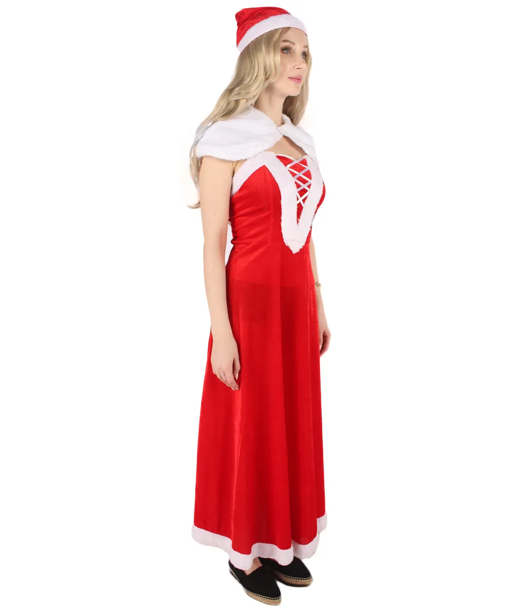 Adult Women's Mrs. Santa Luxury Costume | Red & White Christmas Costume | Flame-retardant Synthetic Fabric