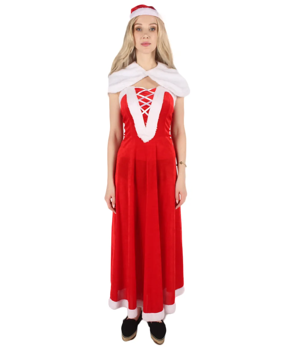 Adult Women's Mrs. Santa Luxury Costume | Red & White Christmas Costume | Flame-retardant Synthetic Fabric