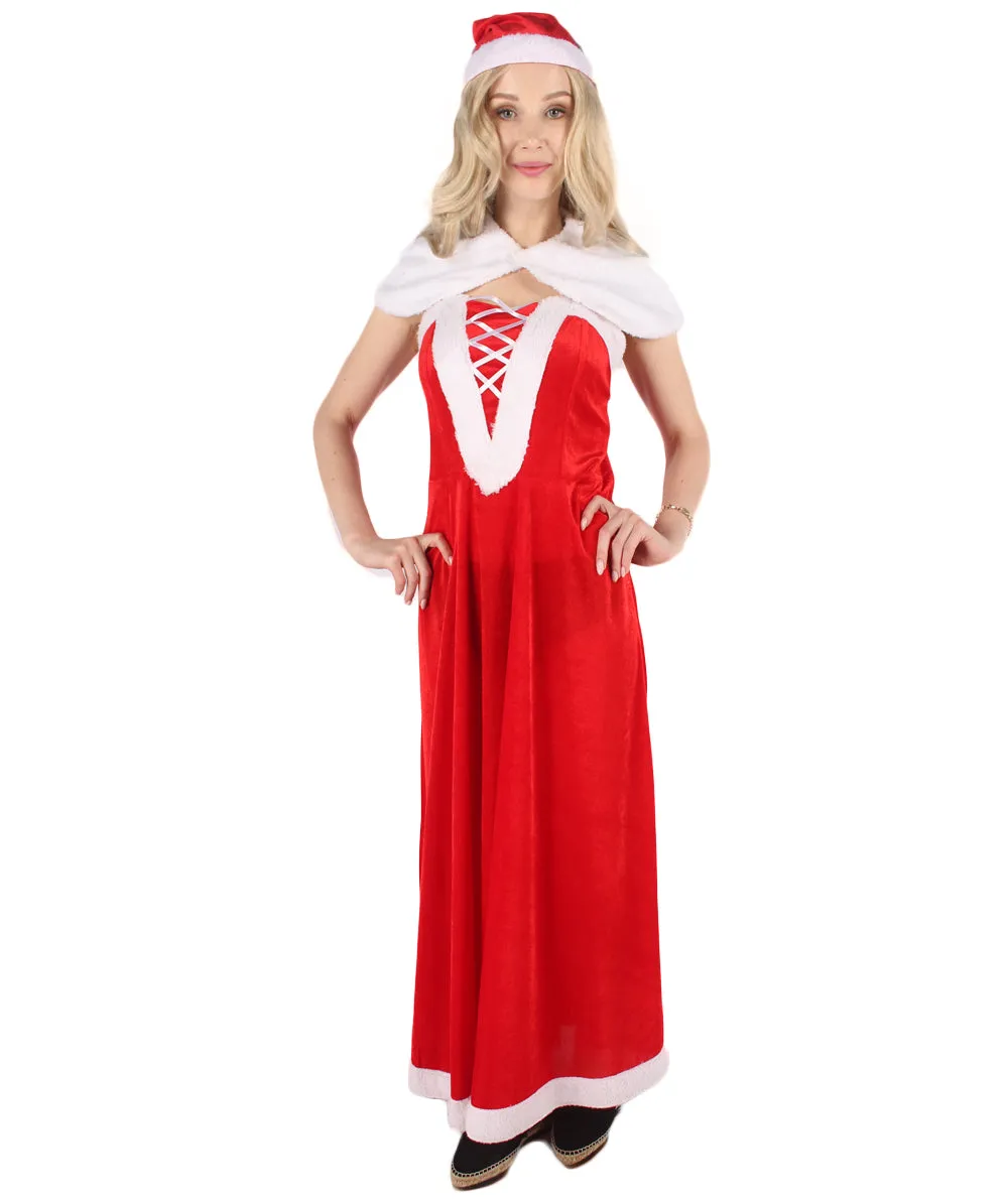 Adult Women's Mrs. Santa Luxury Costume | Red & White Christmas Costume | Flame-retardant Synthetic Fabric