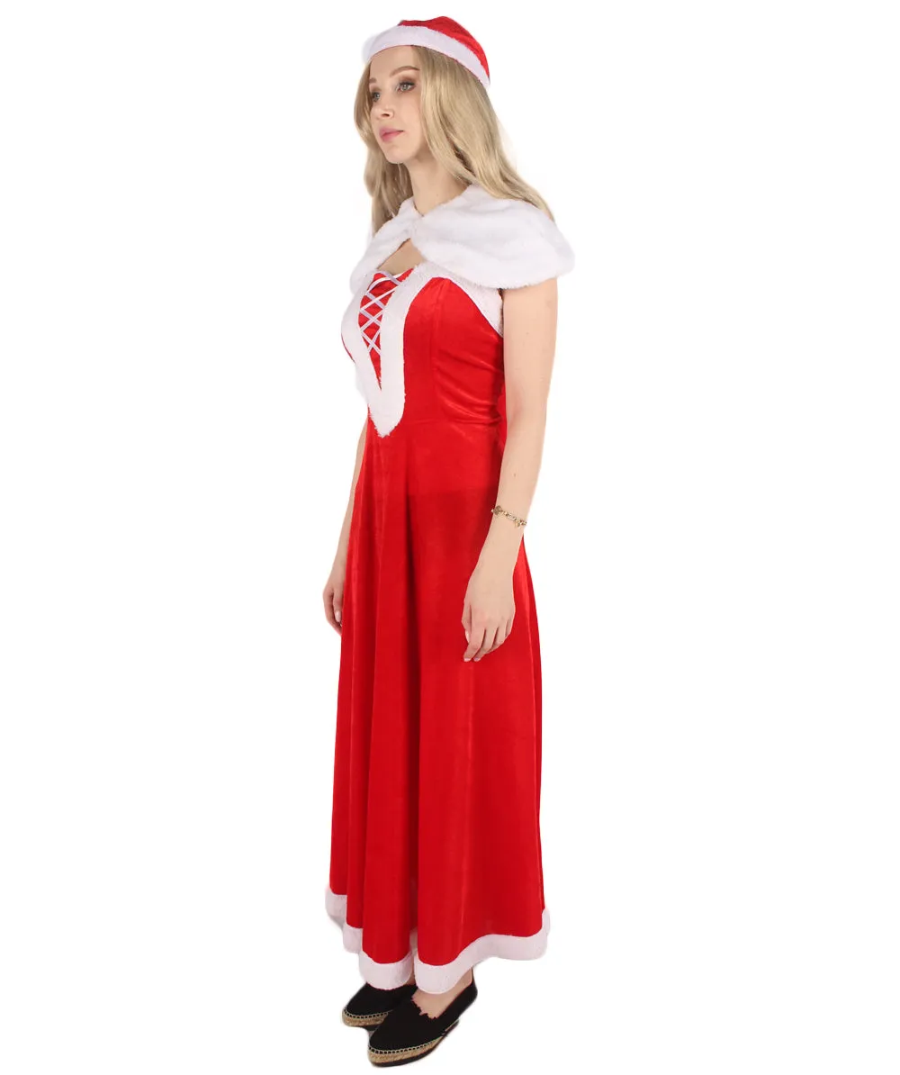 Adult Women's Mrs. Santa Luxury Costume | Red & White Christmas Costume | Flame-retardant Synthetic Fabric