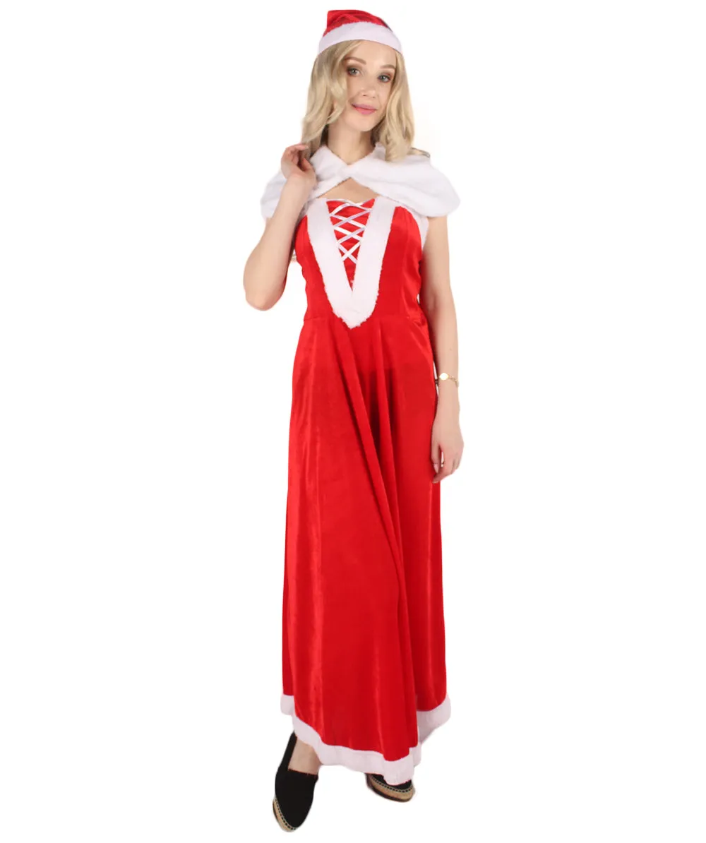 Adult Women's Mrs. Santa Luxury Costume | Red & White Christmas Costume | Flame-retardant Synthetic Fabric