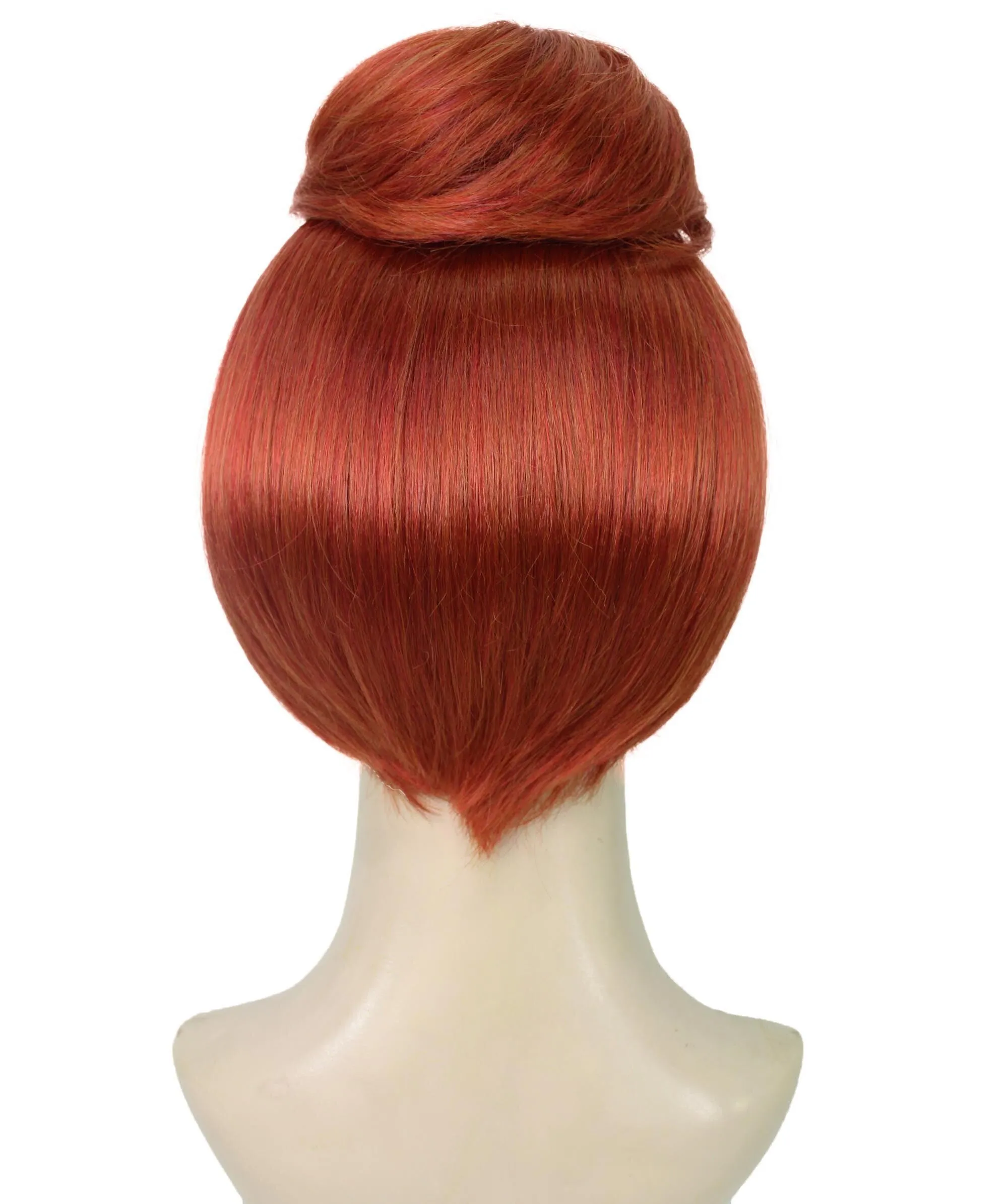 Adult Women's Short Red Vintage Cartoon Character Updo Party Bun Wig | Perfect for Halloween | Flame-retardant Synthetic Fiber