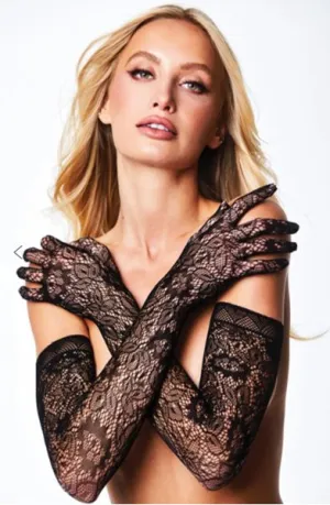 Allover Lace Opera Glove Black