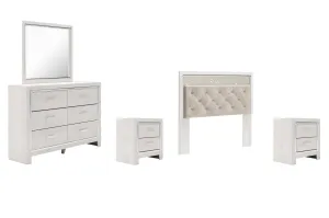 Altyra Queen Panel Headboard Bed with Mirrored Dresser and 2 Nightstands