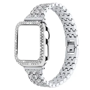 Apple Watch (41mm) five bead shiny rhinestone watch strap - Silver / Transparent / Silver