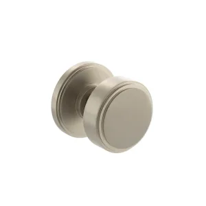 Atlantic Boulton Solid Brass Stepped Mortice Knob on Concealed Fix Rose - Satin Nickel