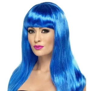 Babelicious Wig Blue Long Straight With Fringe