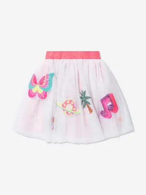 Billieblush Girls Tulle Applique Skirt in White