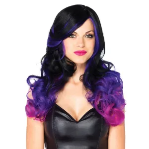 Black and Purple Long Wavy Wig