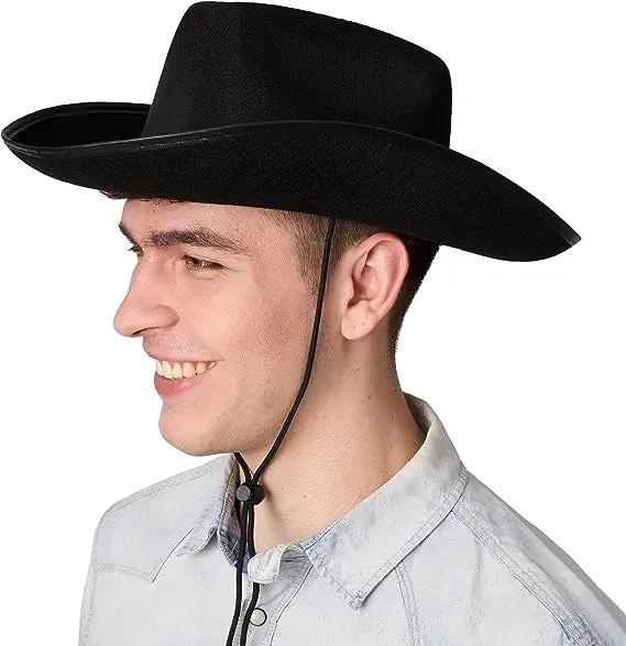 Black Cowboy Hat, Wide Brim Western Cowboy Hat Halloween Costume Accessory