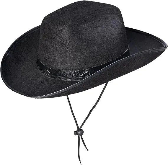 Black Cowboy Hat, Wide Brim Western Cowboy Hat Halloween Costume Accessory