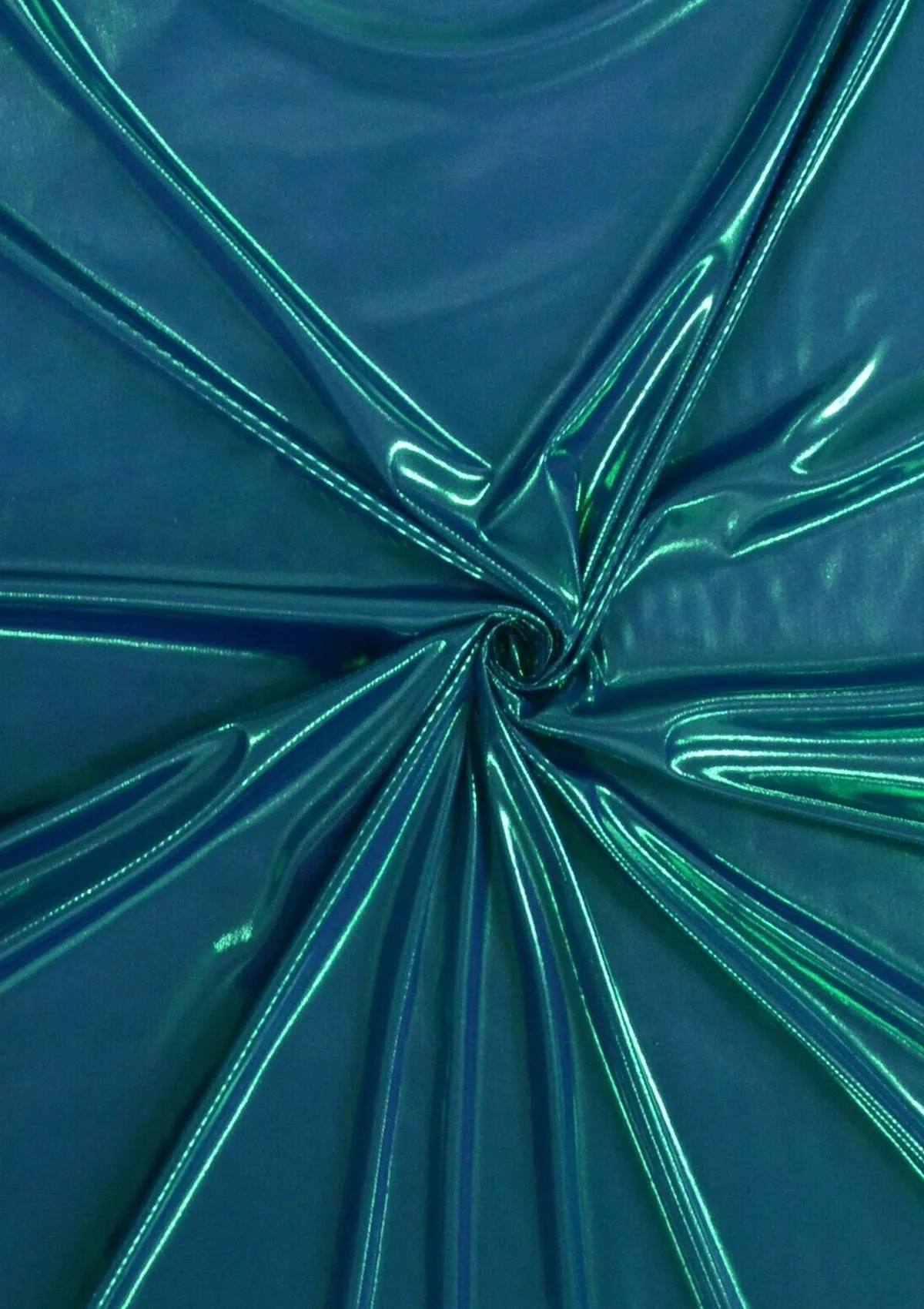 Blue Green 44" Computer Foil Pin Dot Metallic Fabric High Shine Dressing Dance Costume