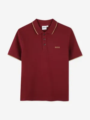 BOSS Boys Regular Fit Logo Polo Shirt in Red