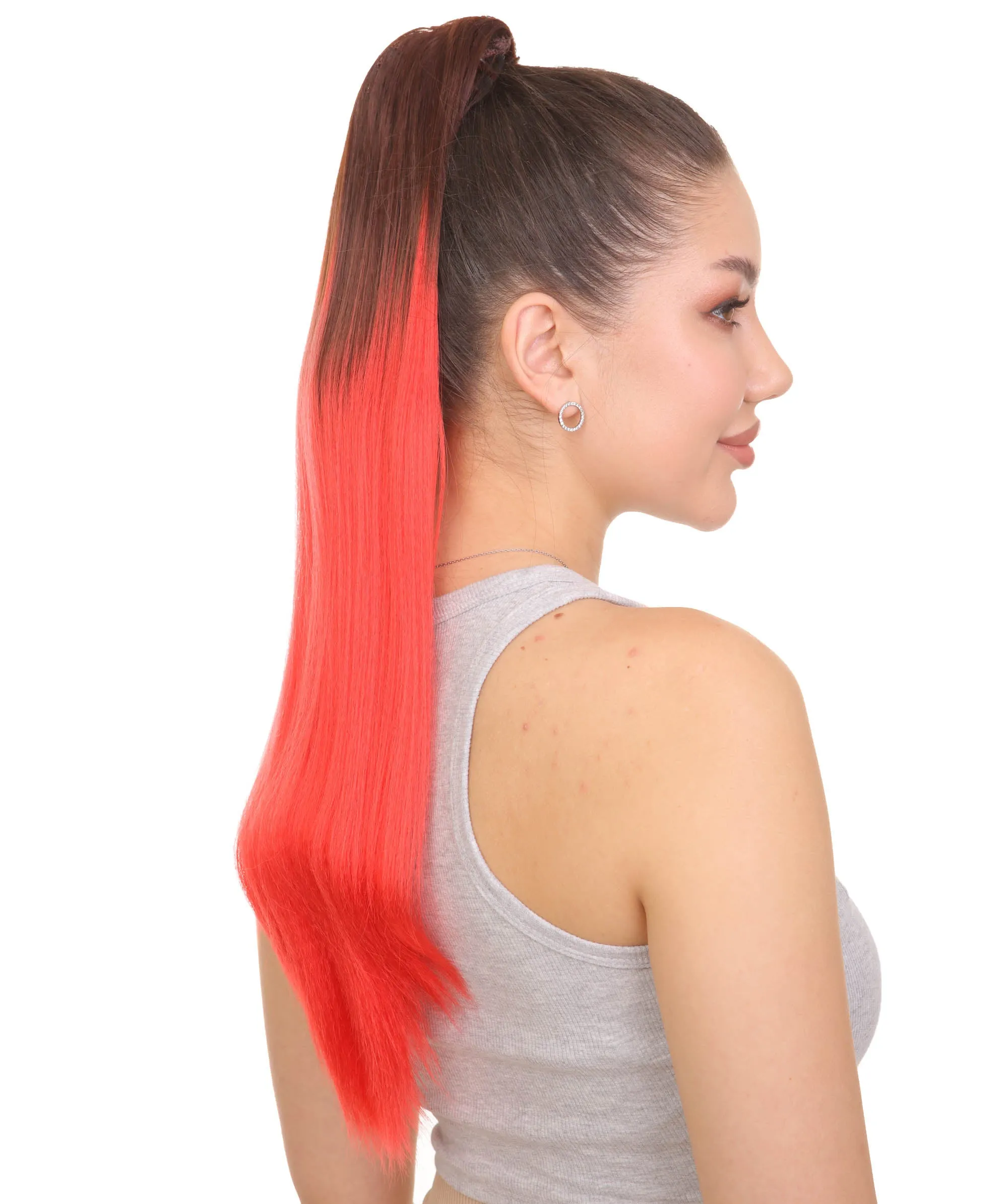 Brown/Red Vibrant Ponytail Extension