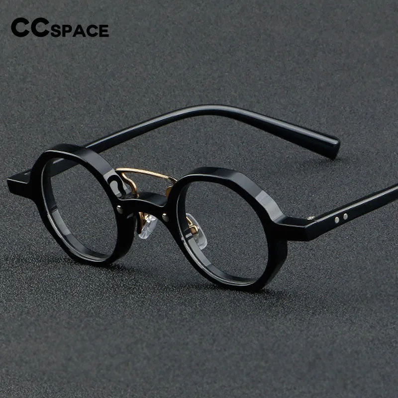 CCspace Unisex Full Rim Round Double Bridge Acetate Eyeglasses 55726