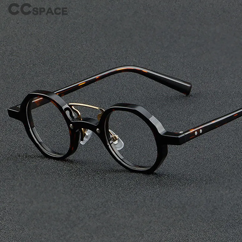 CCspace Unisex Full Rim Round Double Bridge Acetate Eyeglasses 55726