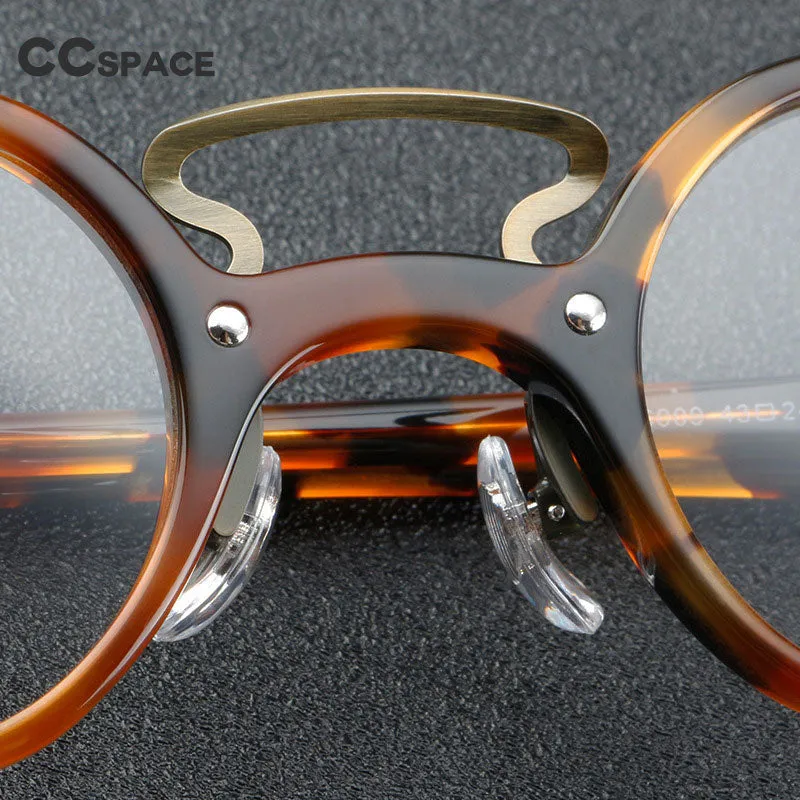 CCspace Unisex Full Rim Round Double Bridge Acetate Eyeglasses 55726