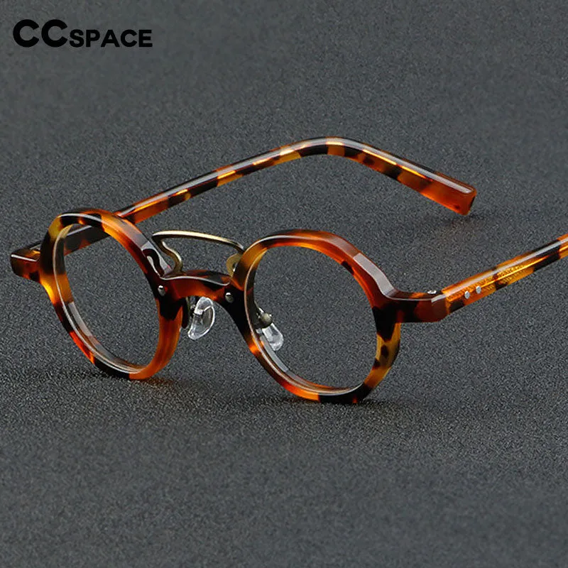 CCspace Unisex Full Rim Round Double Bridge Acetate Eyeglasses 55726