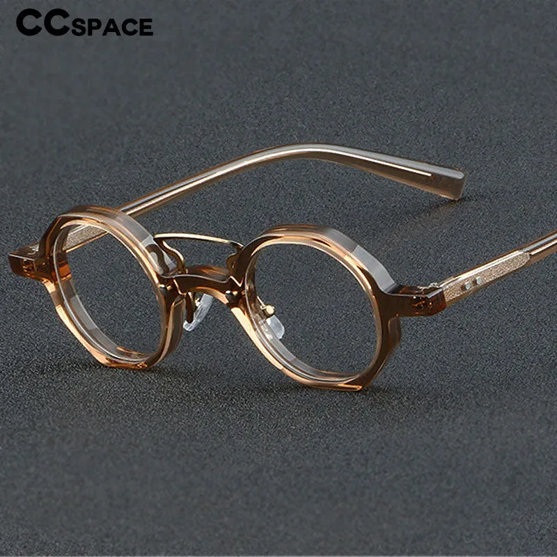 CCspace Unisex Full Rim Round Double Bridge Acetate Eyeglasses 55726