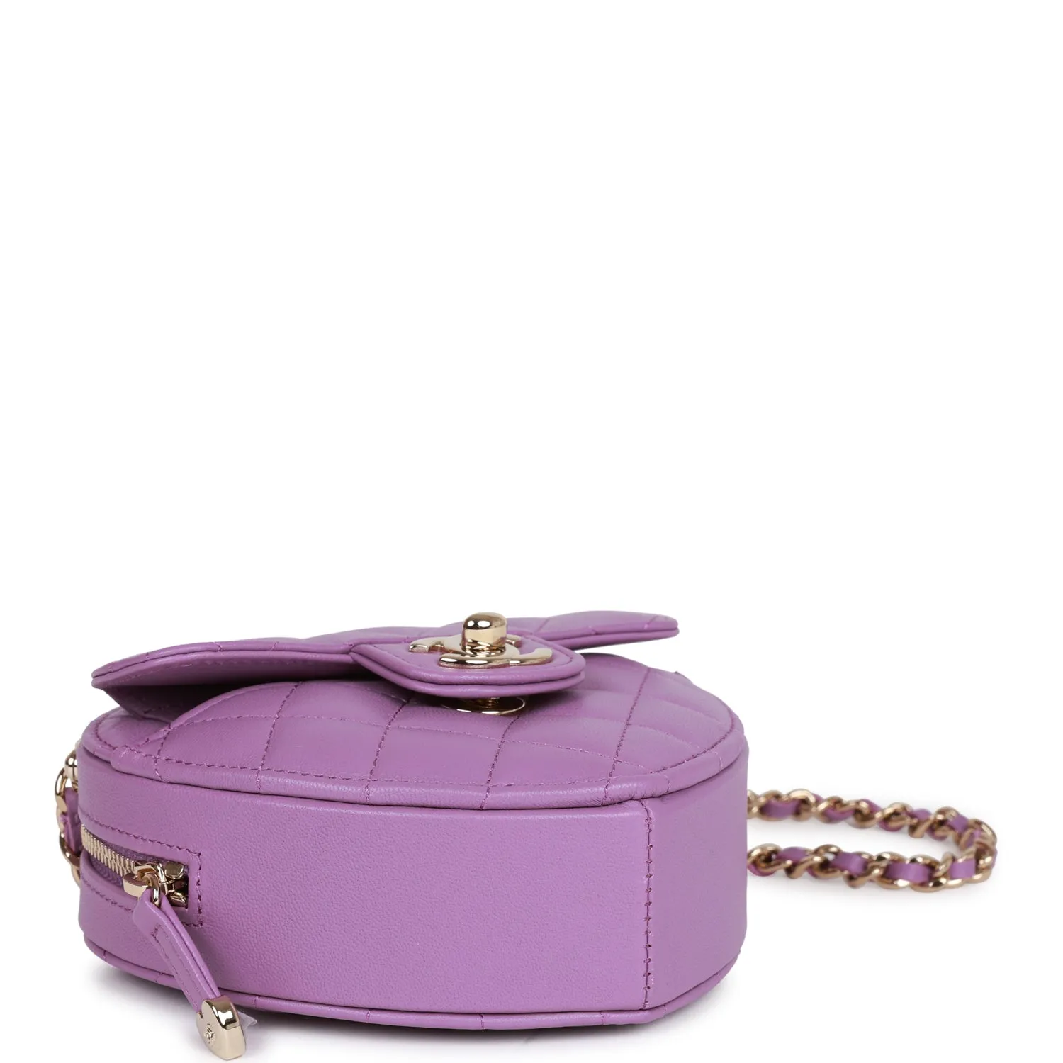 Chanel CC In Love Heart Clutch with Chain Purple Lambskin Light Gold Hardware