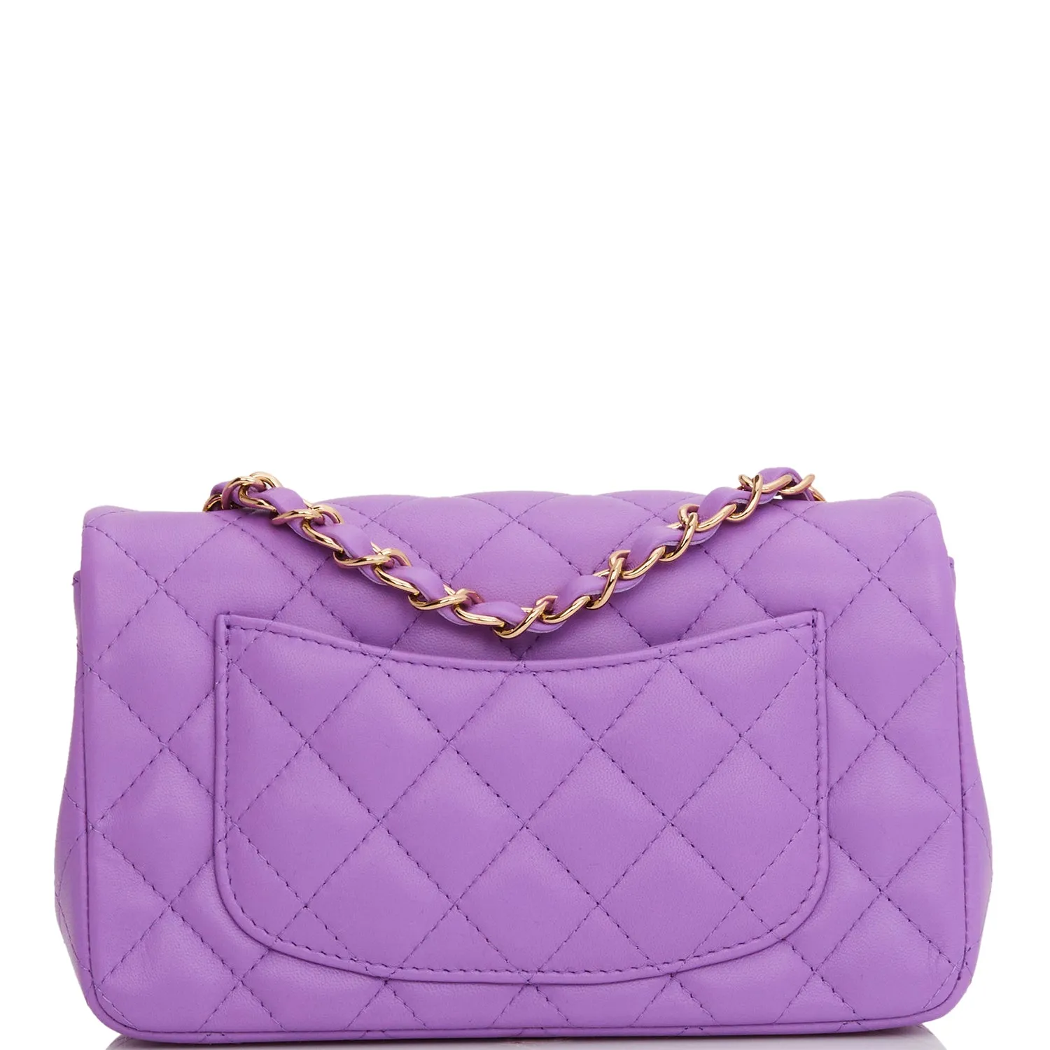 Chanel Mini Rectangular Flap Bag Purple Lambskin Light Gold Hardware