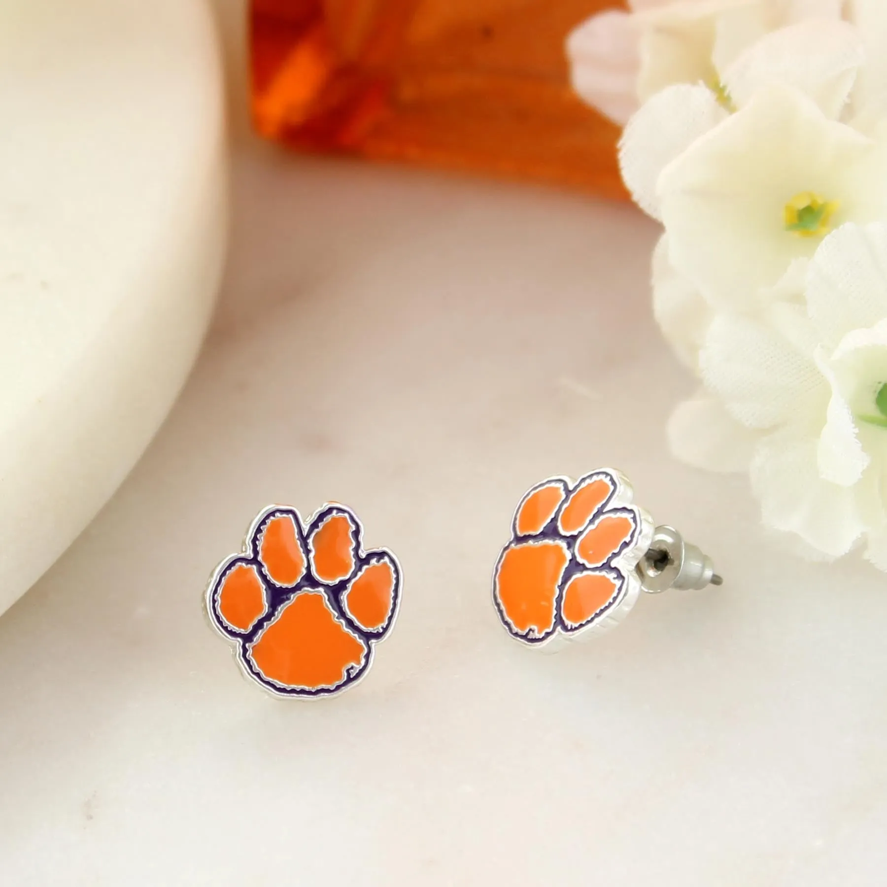 Clemson Enamel Logo Stud Earrings