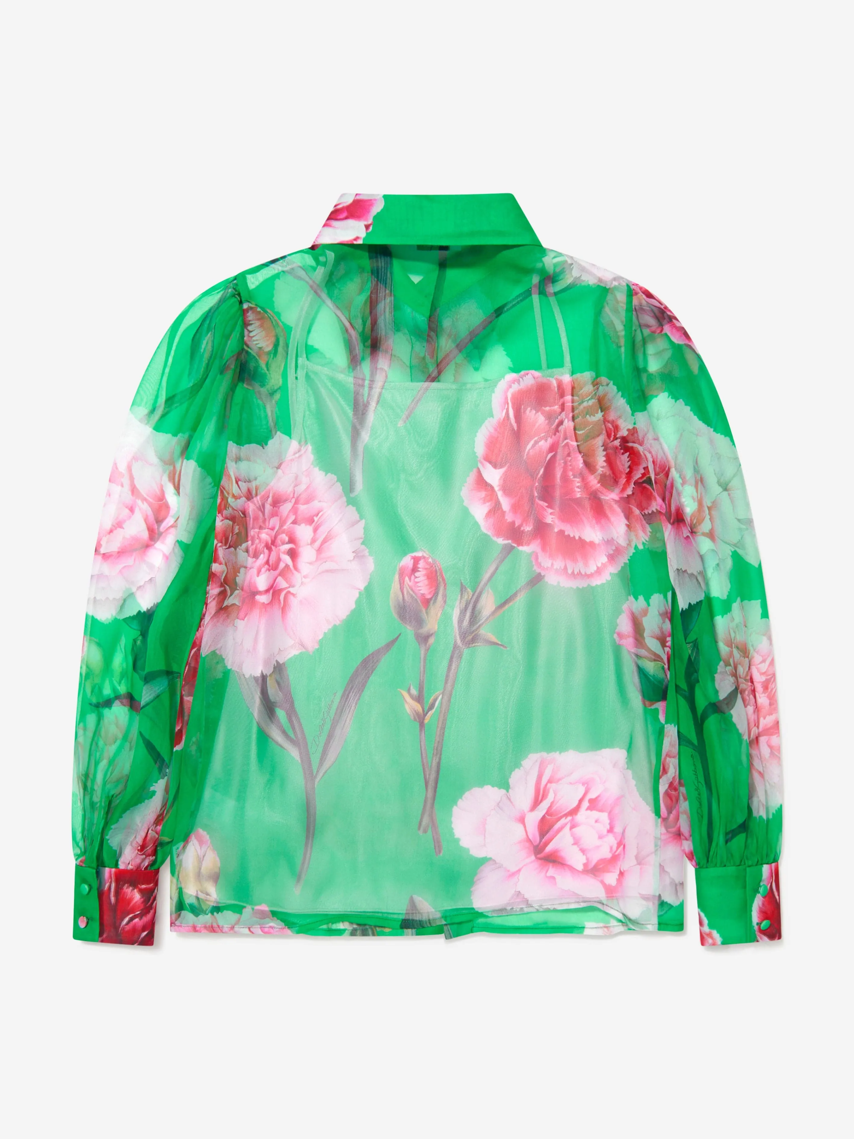 Dolce & Gabbana Girls Silk Carnation Print Blouse