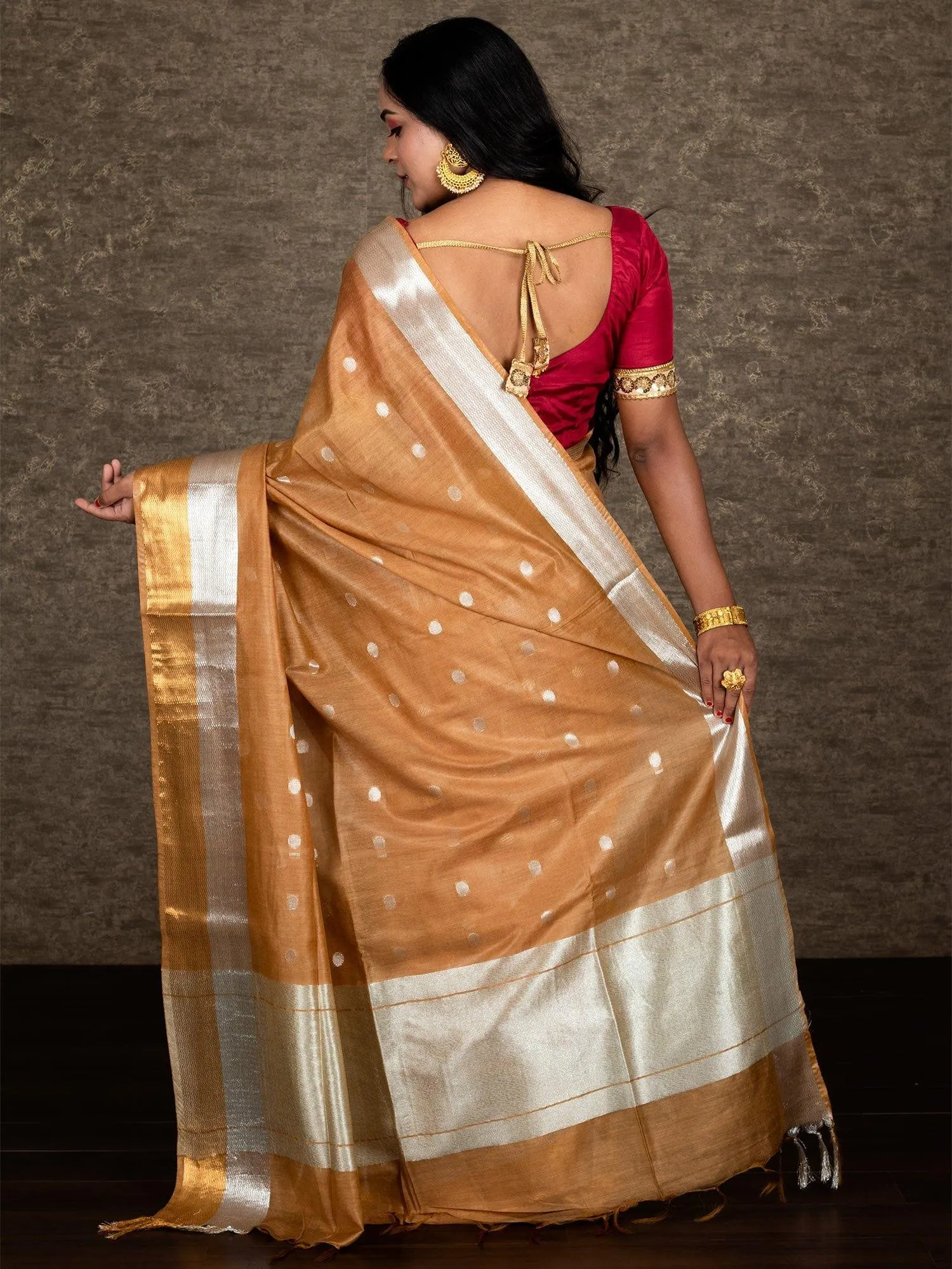 Elegant Fawn Bhagalpuri Silk Saree