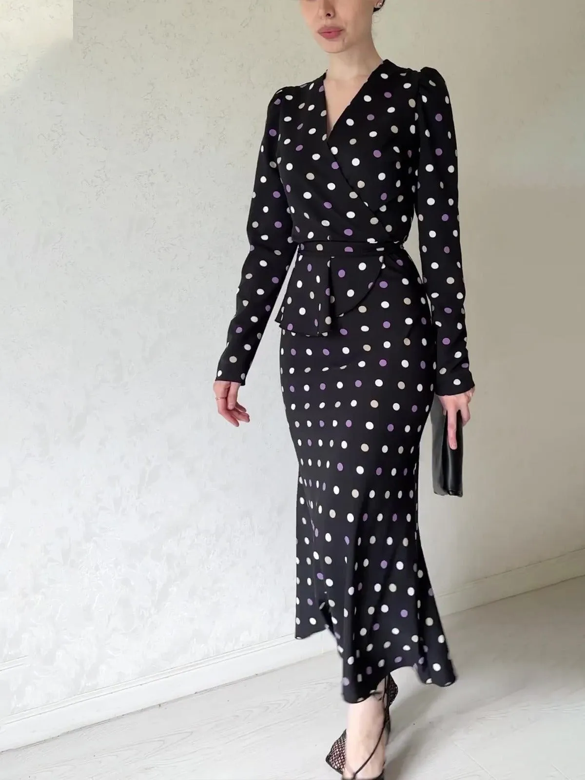 Elegant French Polka Dot Dress