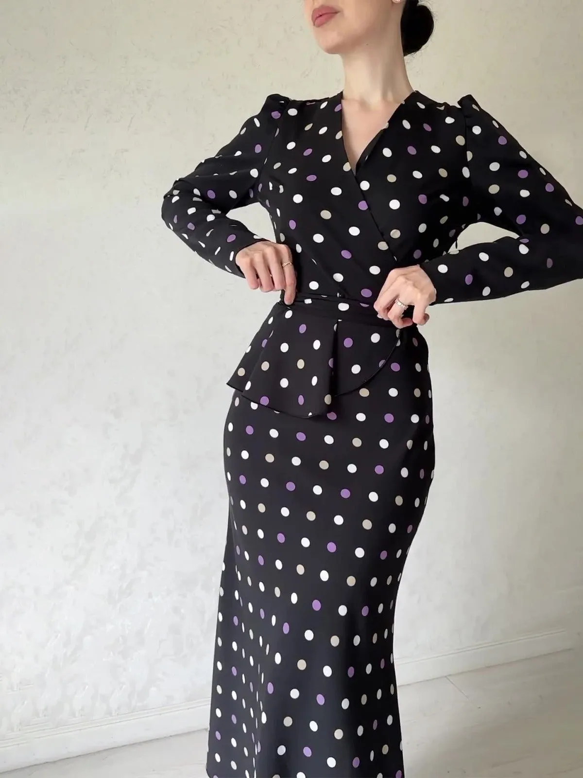 Elegant French Polka Dot Dress