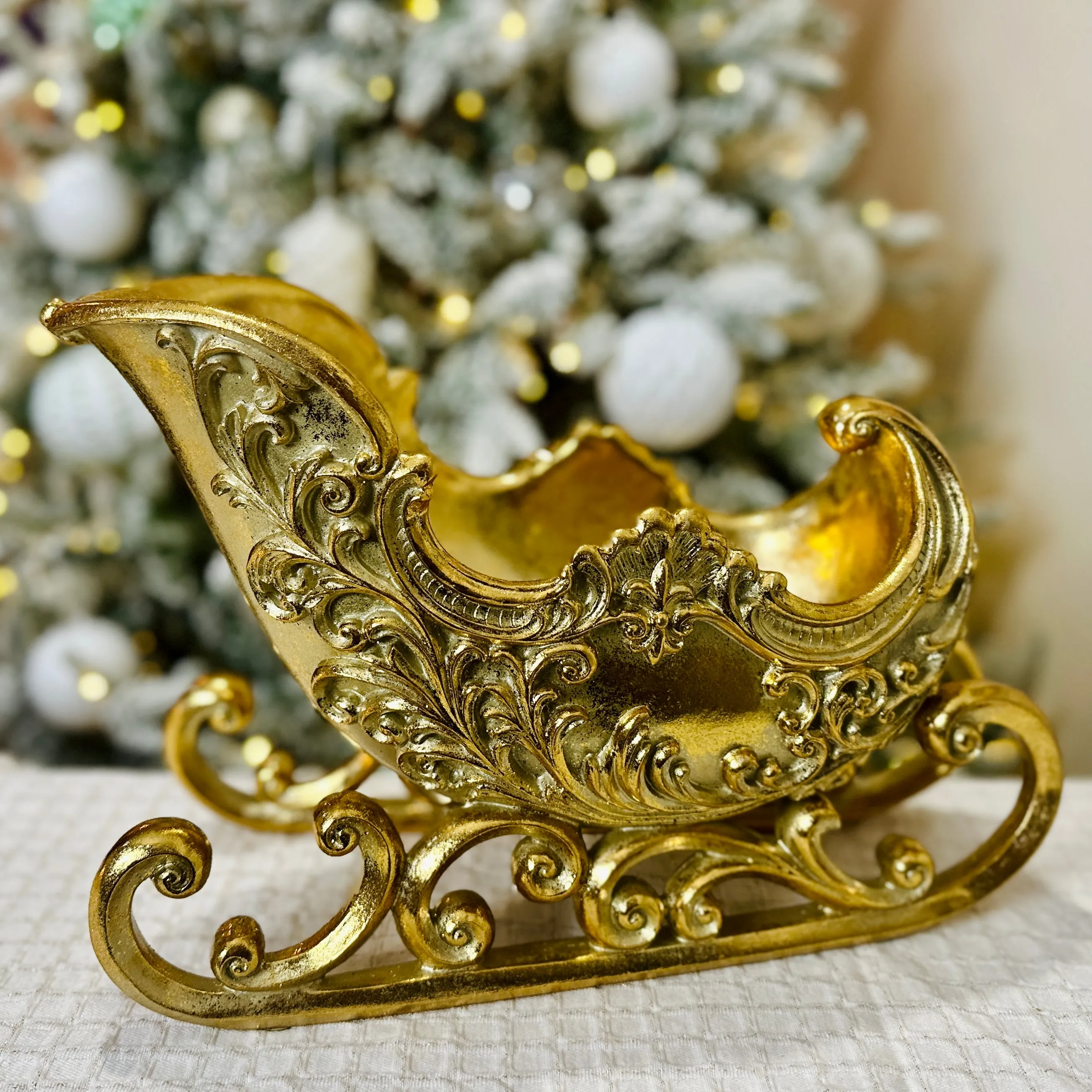 Elegant Golden Scroll Sleigh for Just Jill