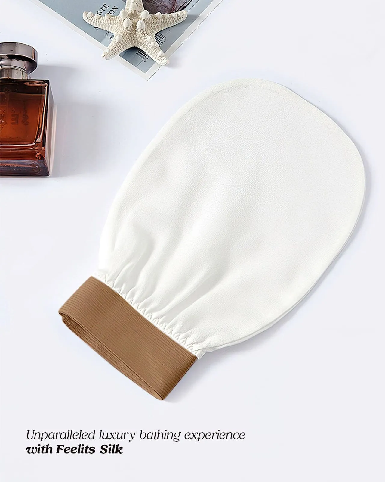 FEELITS 100% Royal Mulberry Silk. Natural Smooth Skin Exfoliating Body Mitt