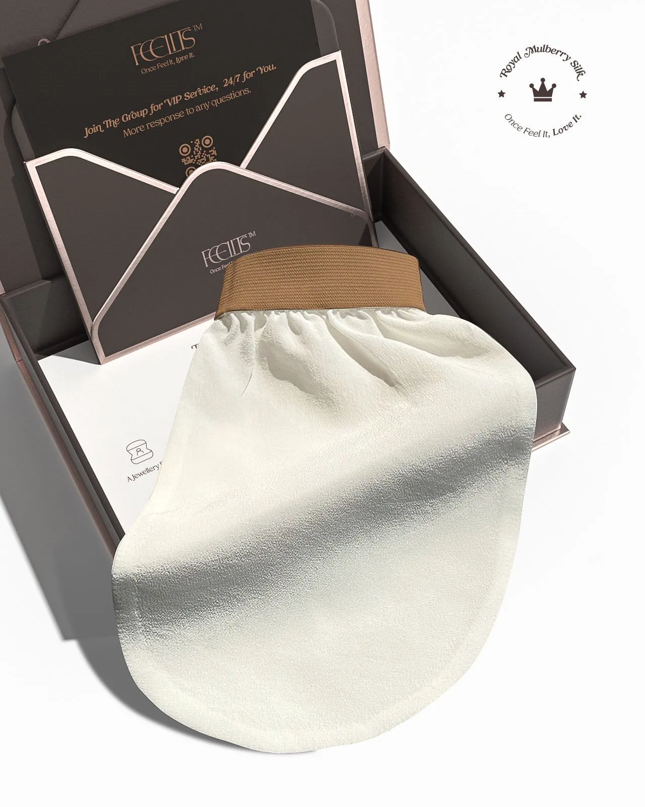 FEELITS 100% Royal Mulberry Silk. Natural Smooth Skin Exfoliating Body Mitt