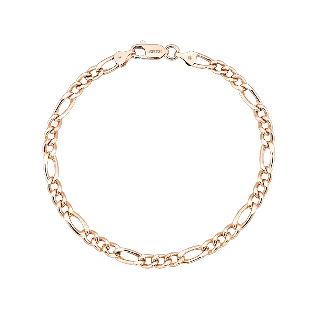 Figaro Chain Bracelet in Gold