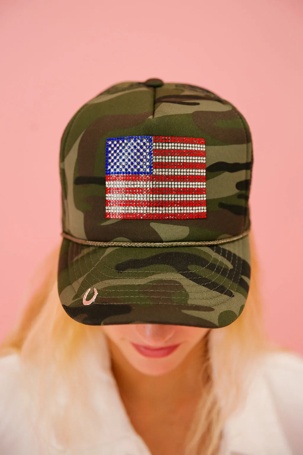 FLAG PATCH CAMO TRUCKER HAT