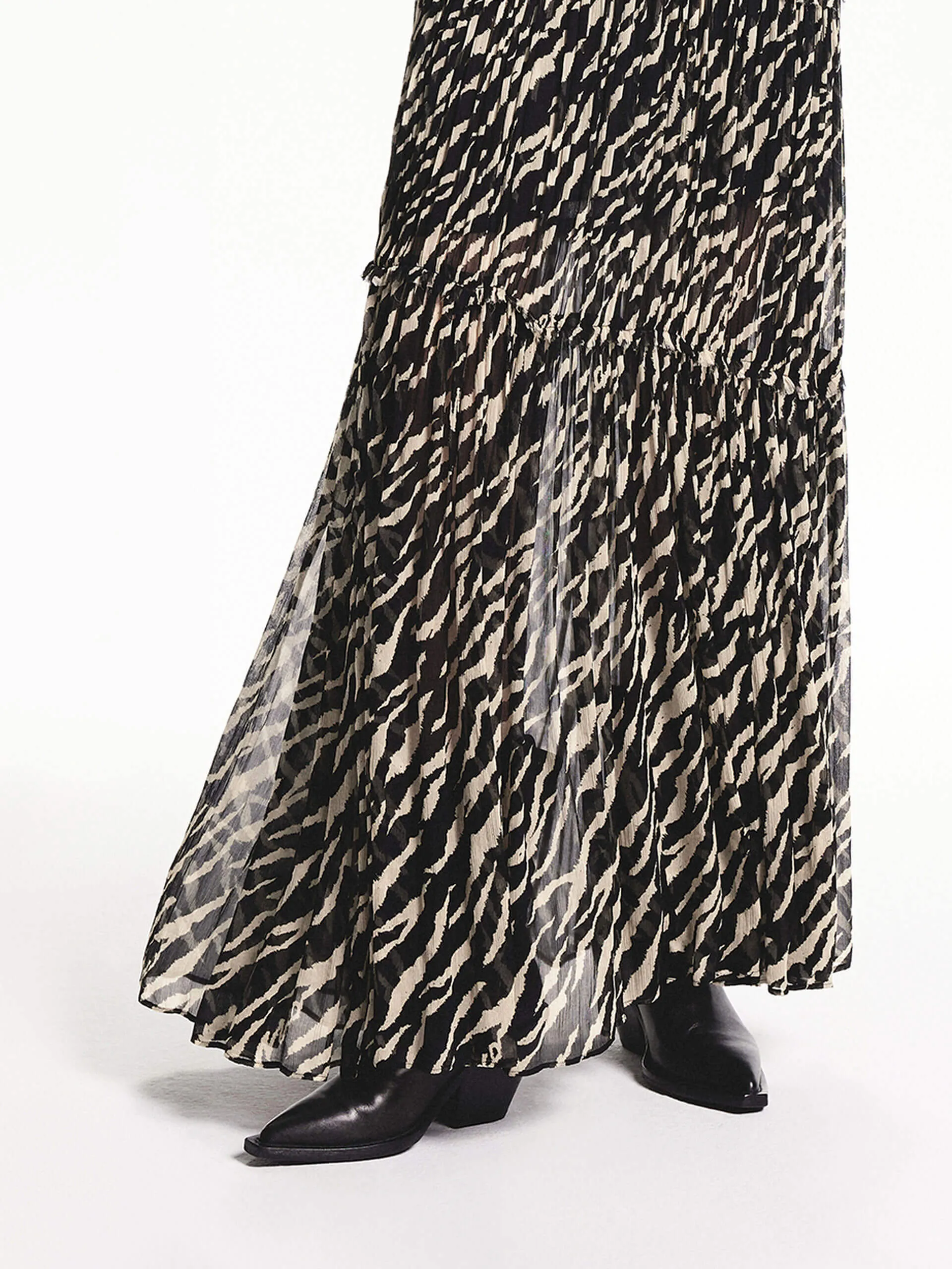 Flowy Tiger Print Skirt