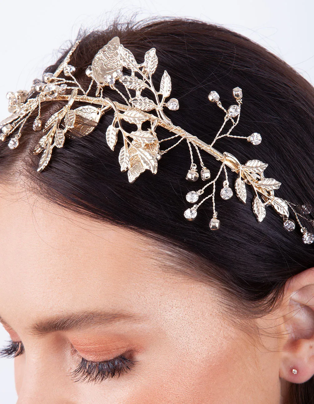 Gold Floral Leaf Wire Headband