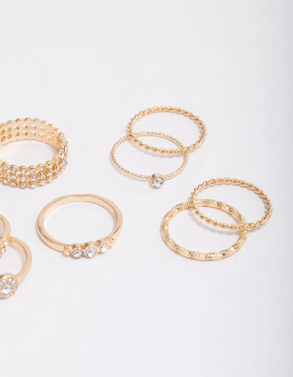 Gold Glamorous Rope Ring Pack